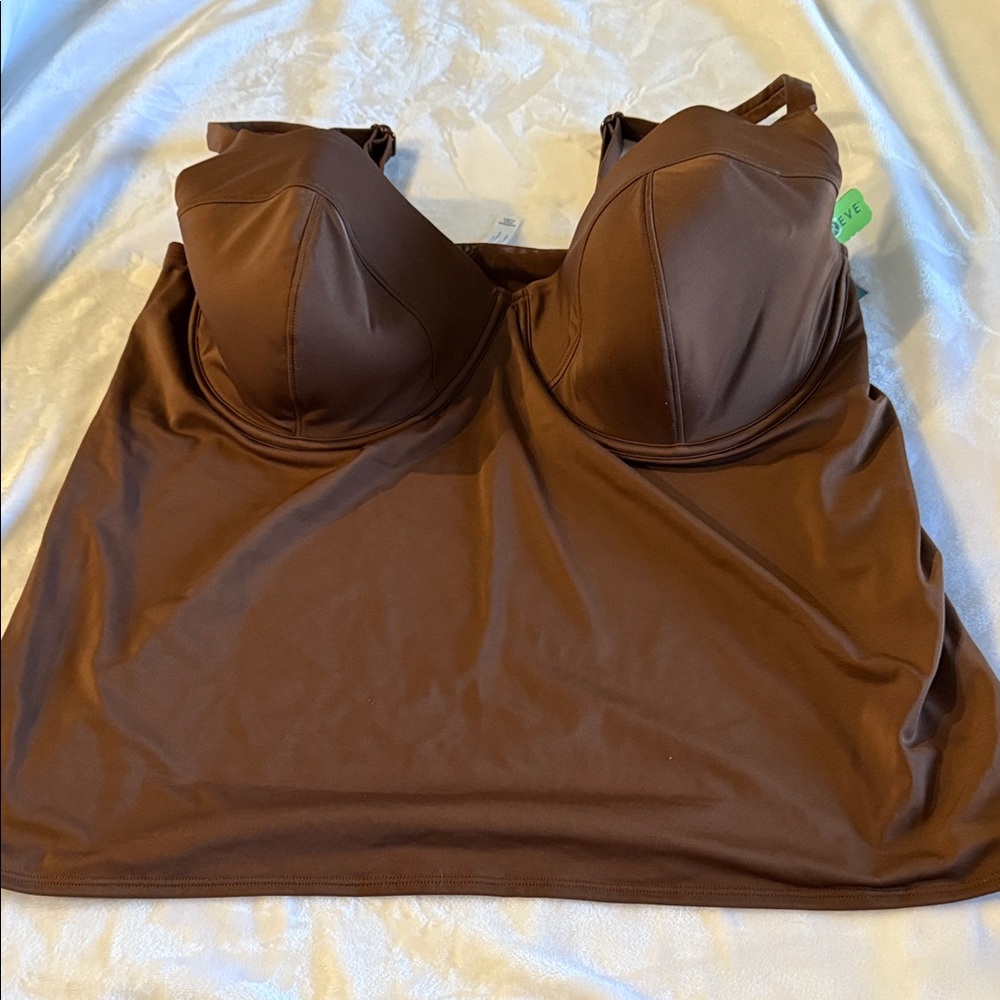 Cacique Brown Lightly Lined Balconette Swim Top Bra Size 44G